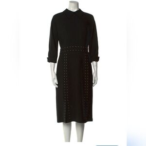 Black Studded Teri Jon by Rickie Freeman Midi-dress. Size: 6.